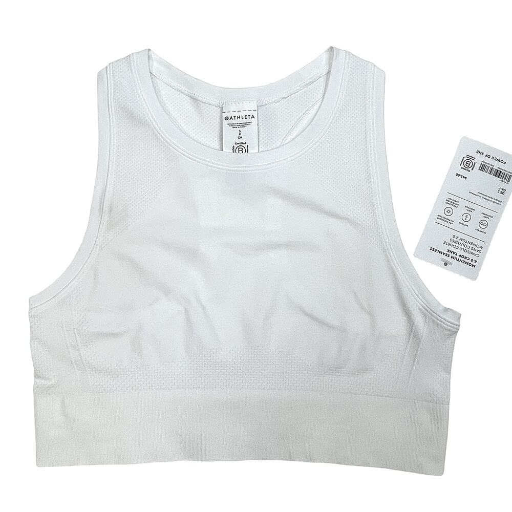 Athleta Momentum Flex Ultra Crop Tank Sz S New $45 White Lightweight Fitted Top - Picture 4 of 10
